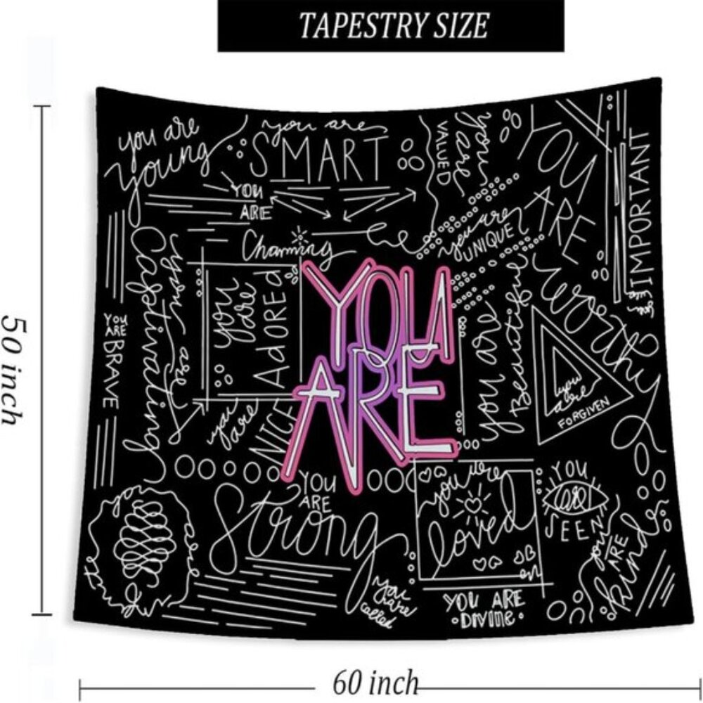 New 50x60In You Are Quote Inspirational Tapestry Wall Art for Room Decor - Picture 2 of 6
